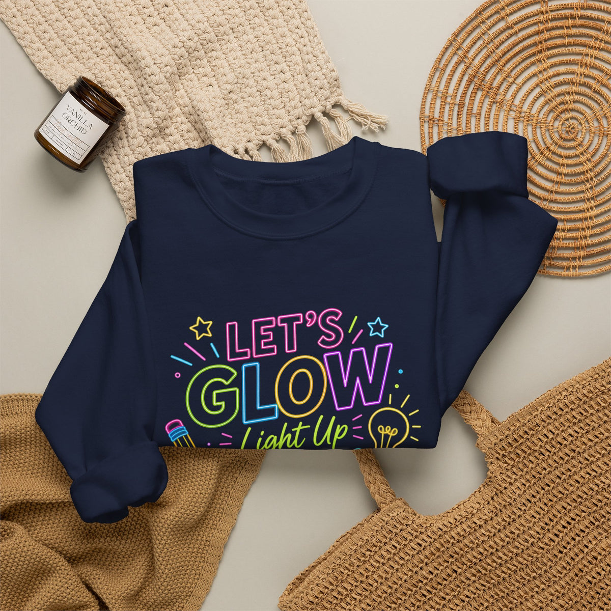 Let's Glow Light Up Learning Crewneck Sweatshirt – Faculty Neon Teacher Shirt