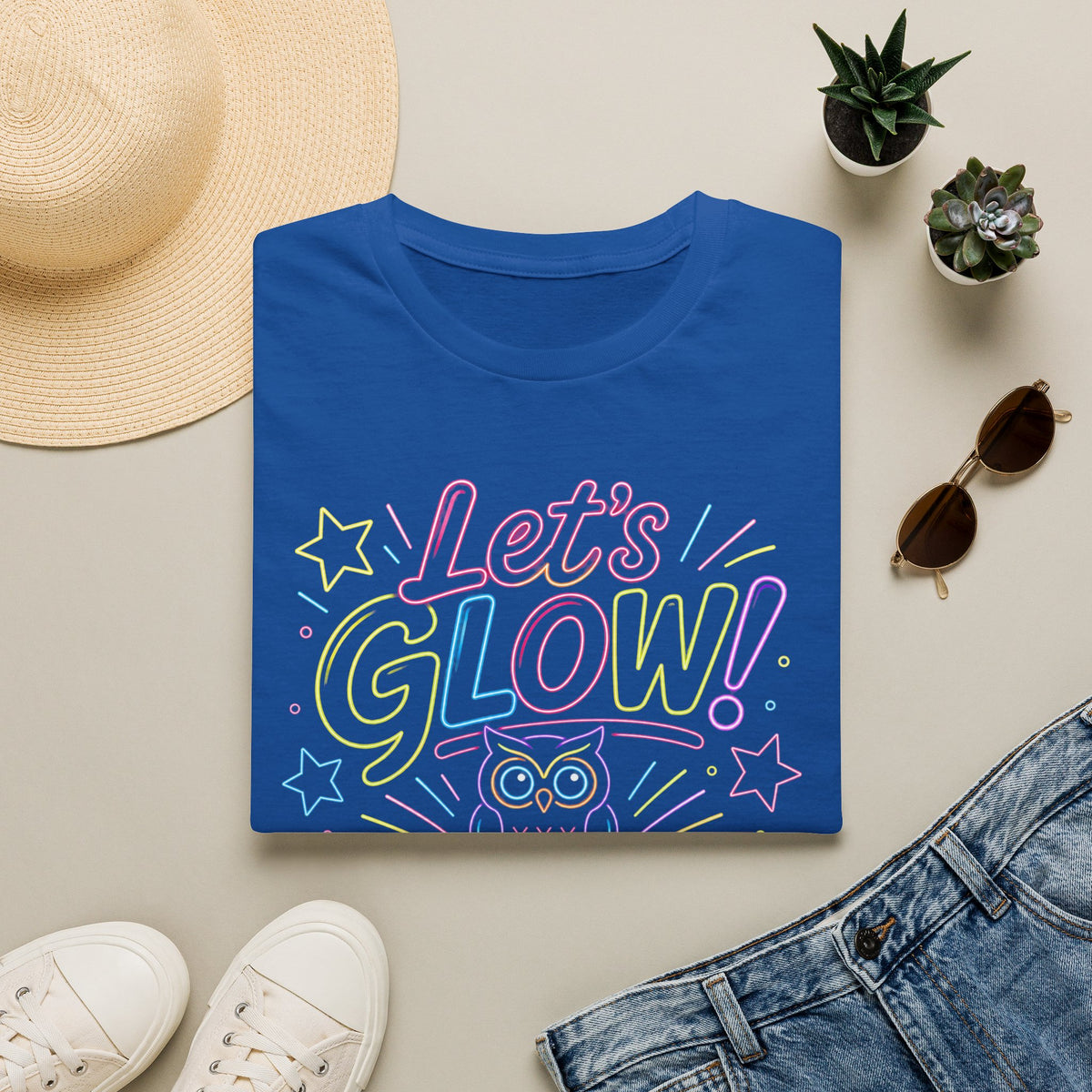 Let's Glow! Neon Owl Cafeteria Ladies' Shirt