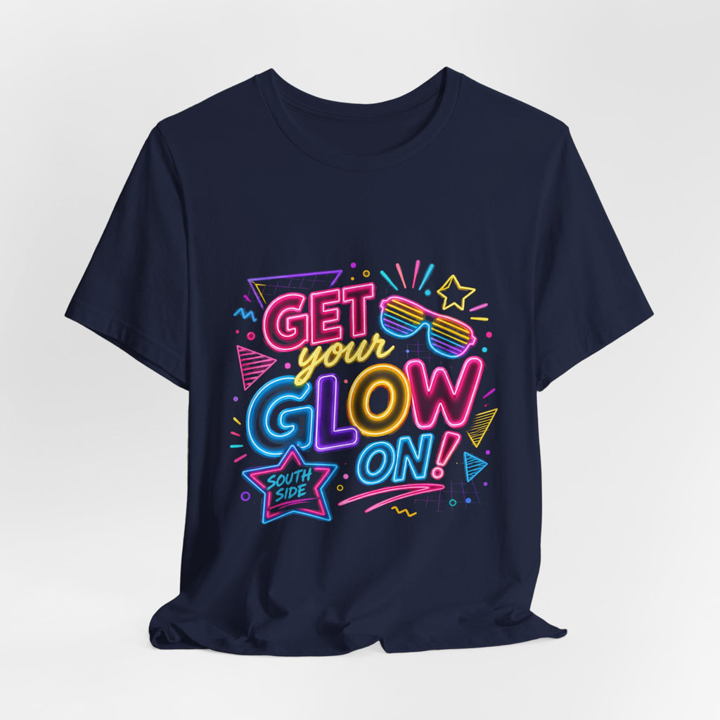 Get Your Glow On! Graphic Tee — Retro Neon Beach Party T-Shirt
