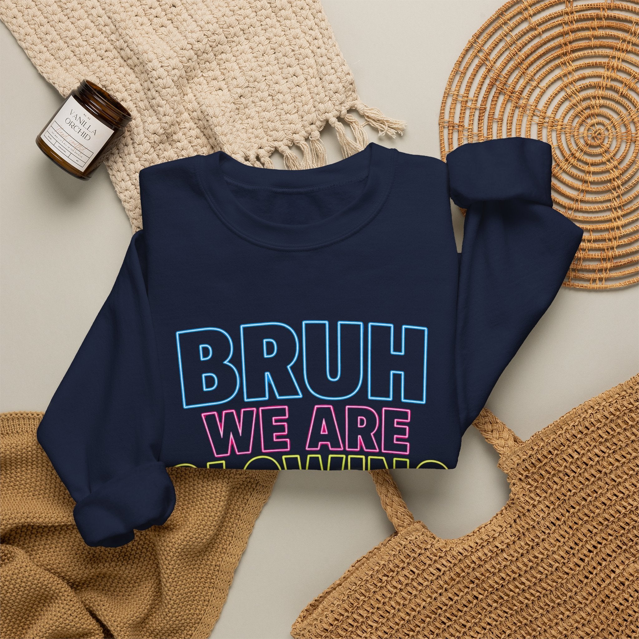 Crewneck Sweatshirt - "BRUH WE ARE LOVIN'" Pastel Retro Graphic