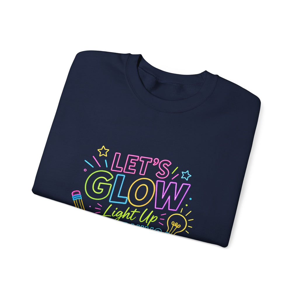 Glow Learning Crewneck Sweatshirt — "Let's Glow While Learning" Pastel Graphic
