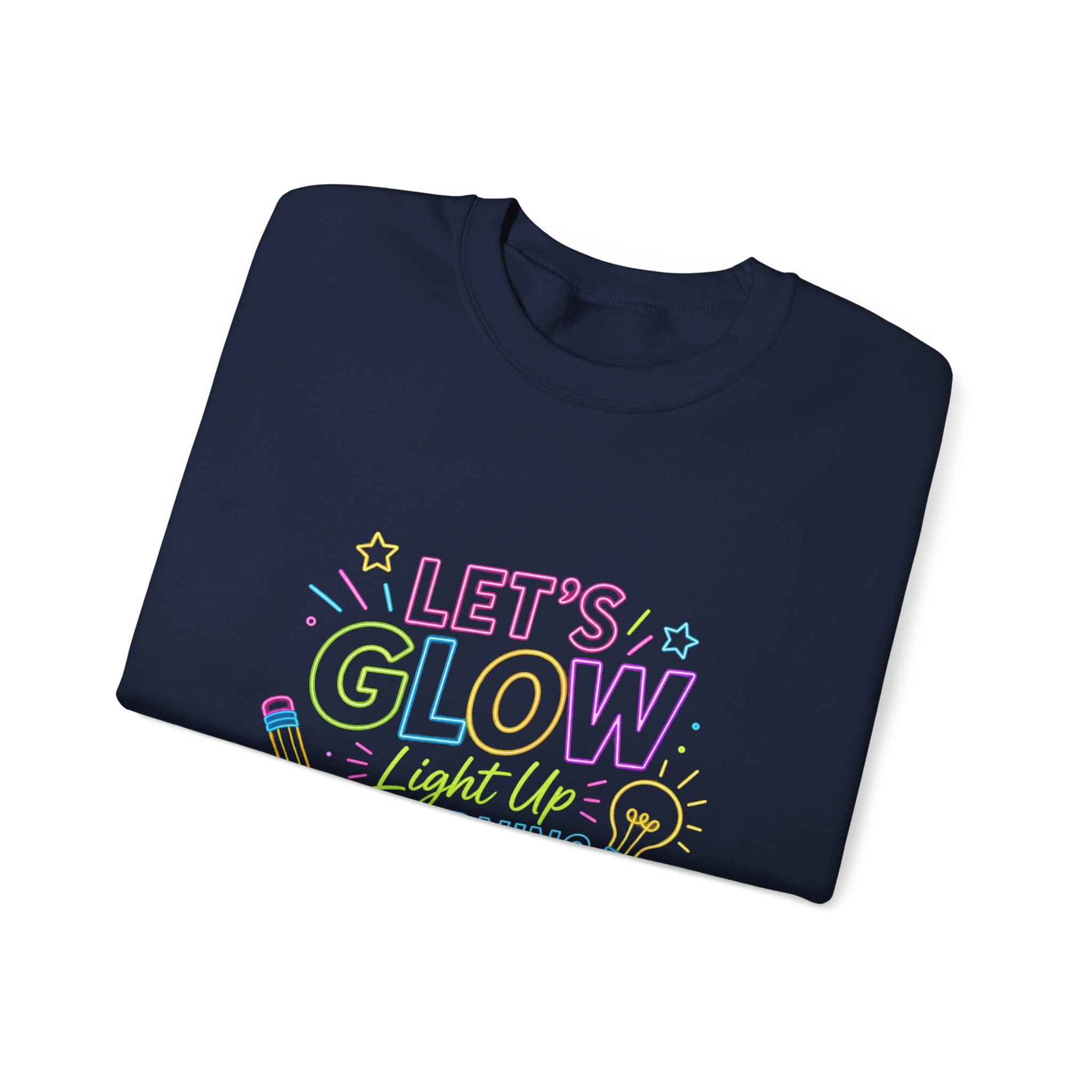 Glow Learning Crewneck Sweatshirt — "Let's Glow While Learning" Pastel Graphic