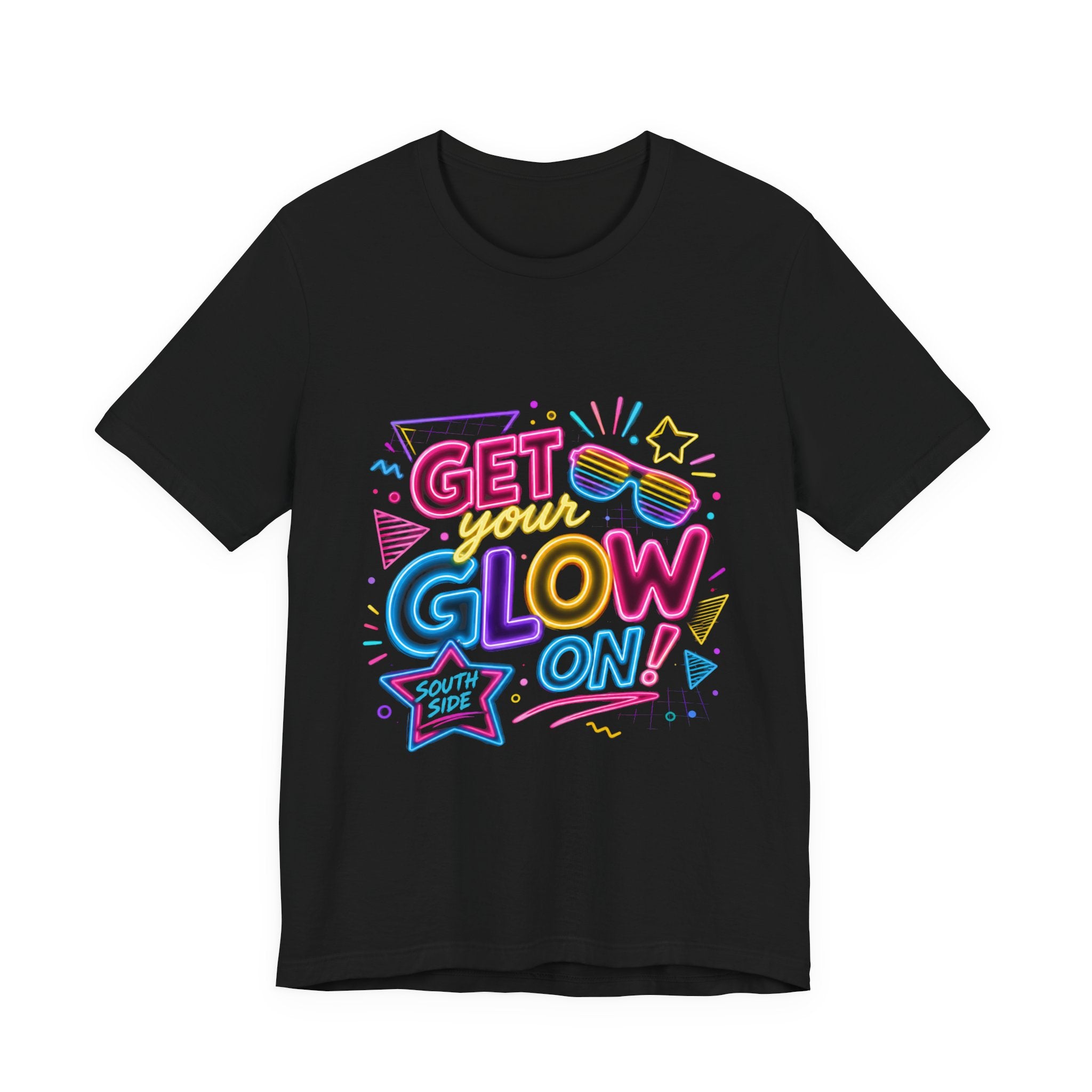 Get Your Glow On! Graphic Tee — Retro Neon Beach Party T-Shirt