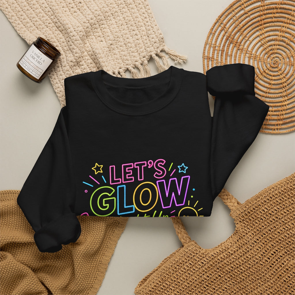 Glow Learning Crewneck Sweatshirt — "Let's Glow While Learning" Pastel Graphic