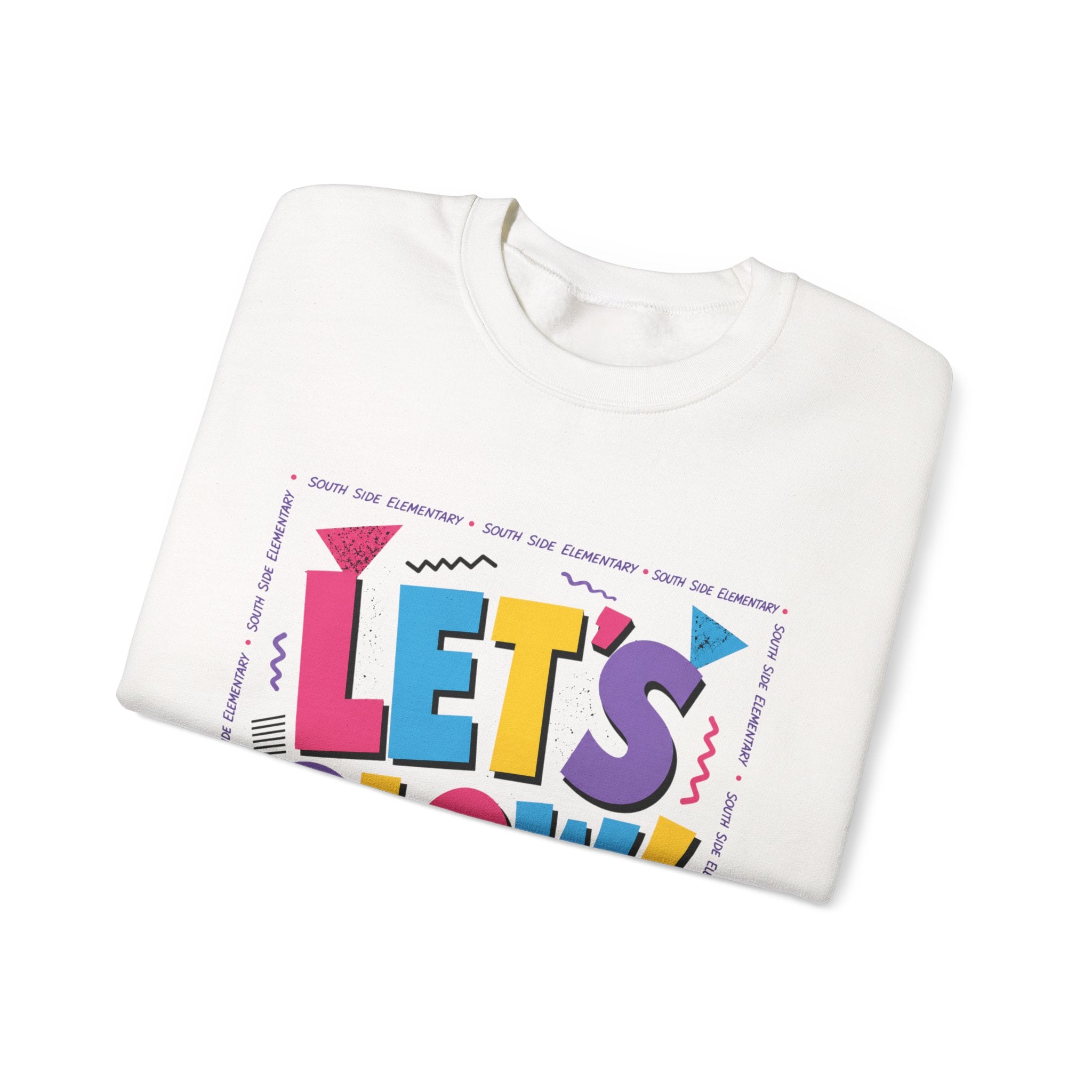Let's Glow! Crewneck Sweatshirt — Retro Colorblock Graphic Pullover