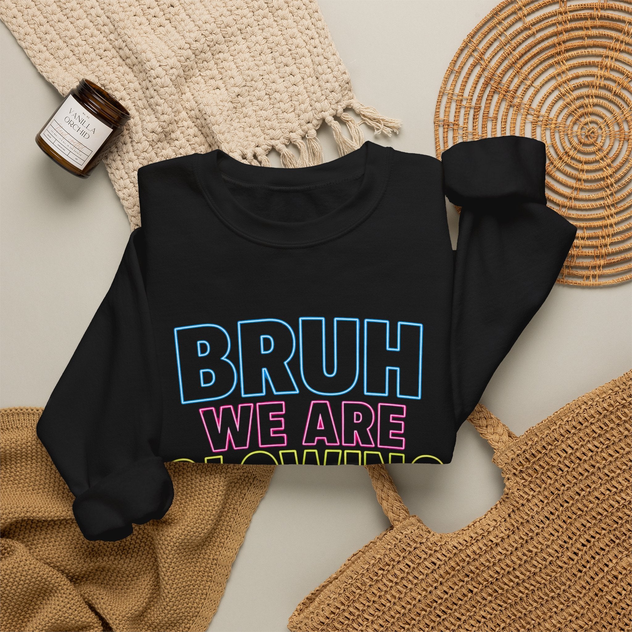 Crewneck Sweatshirt - "BRUH WE ARE LOVIN'" Pastel Retro Graphic