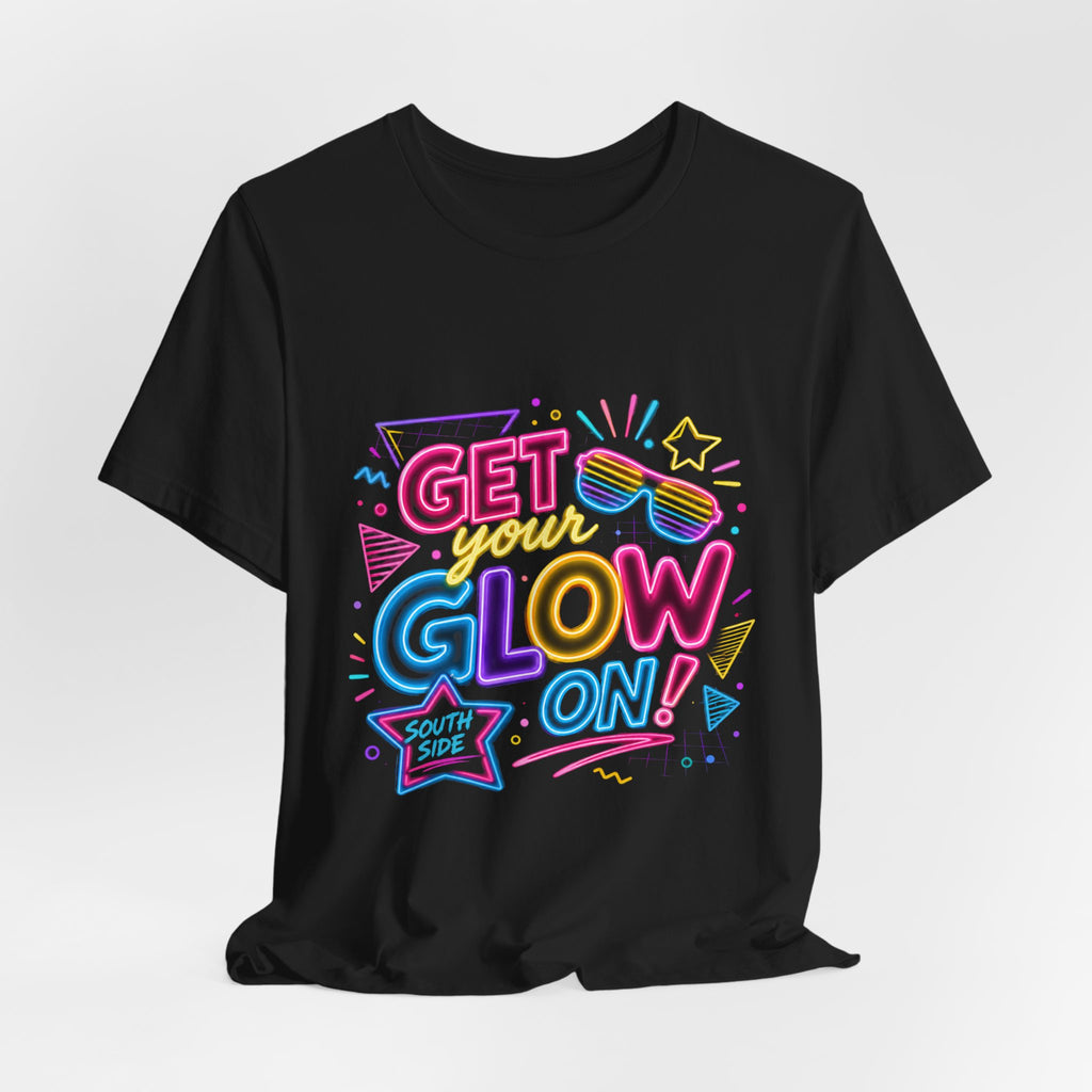 Get Your Glow On! Graphic Tee — Retro Neon Beach Party T-Shirt