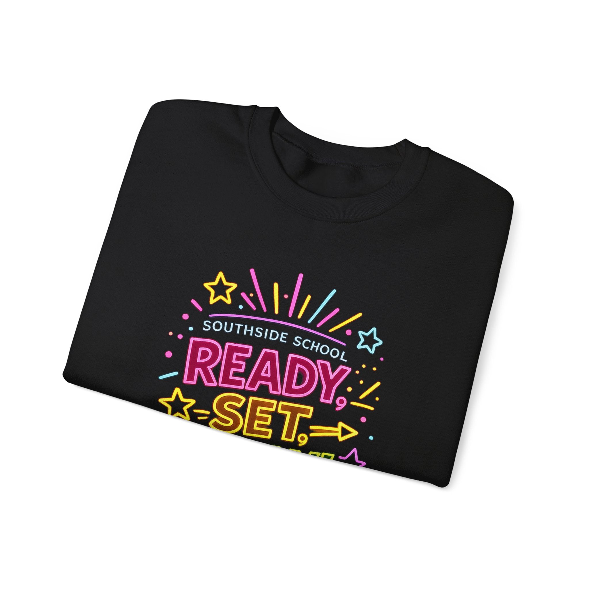 Ready, Set, Glow! Crewneck Sweatshirt — Colorful School Spirit Design