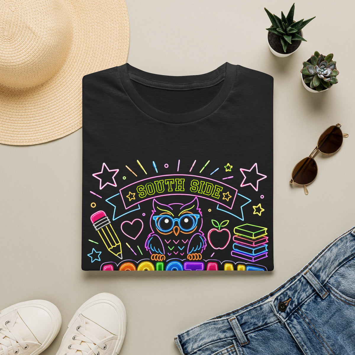South Side Assistant Neon Owl T-Shirt — Colorful School Teacher Appreciation Tee