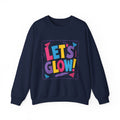 Let's Glow! Crewneck Sweatshirt — Retro Colorblock Graphic Pullover