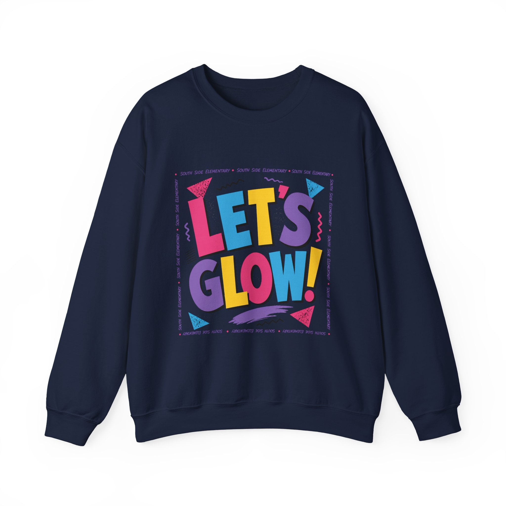 Let's Glow! Crewneck Sweatshirt — Retro Colorblock Graphic Pullover