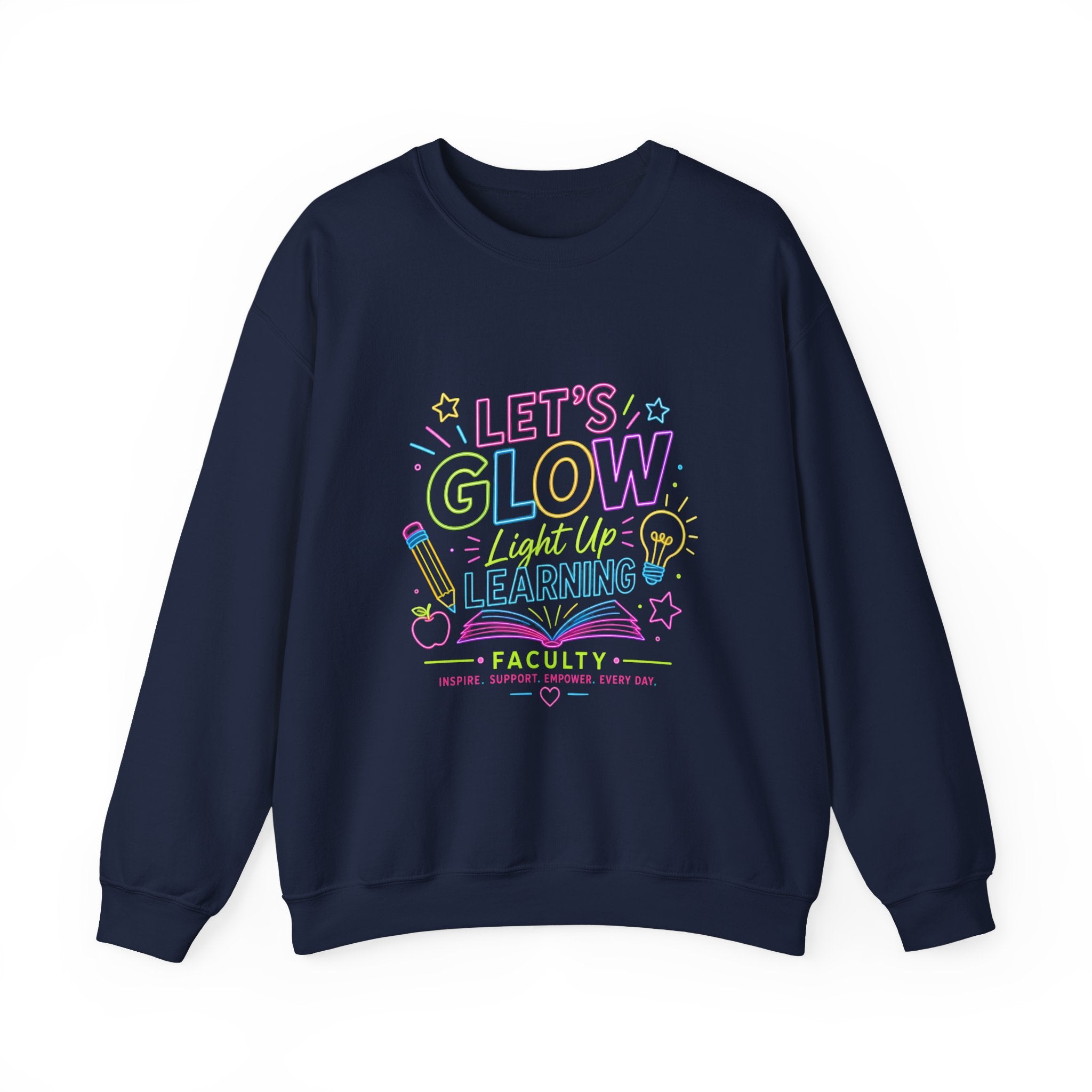 Glow Learning Crewneck Sweatshirt — "Let's Glow While Learning" Pastel Graphic