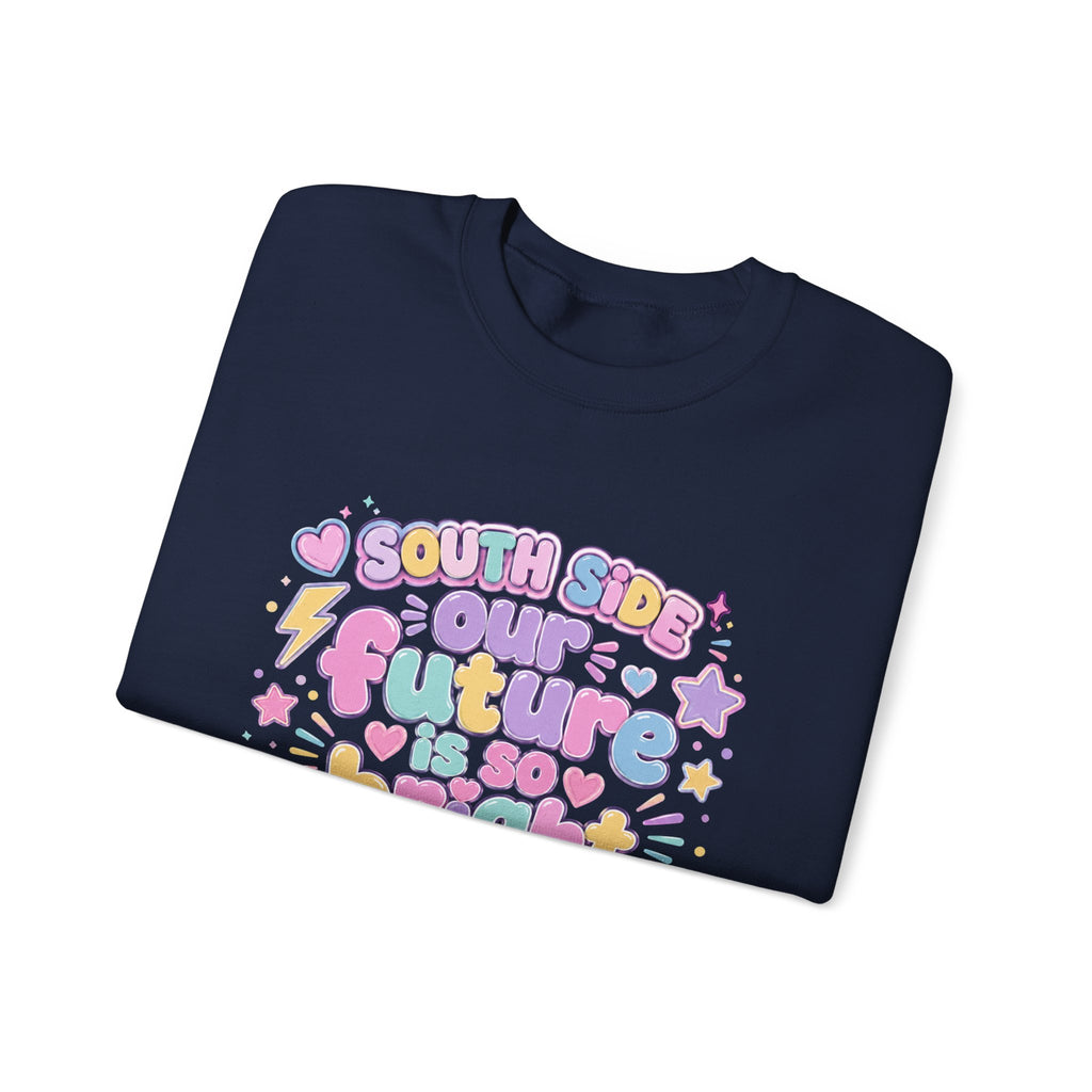 Crewneck Sweatshirt — "Future Bright" Pastel Retro Graphic (South Side)