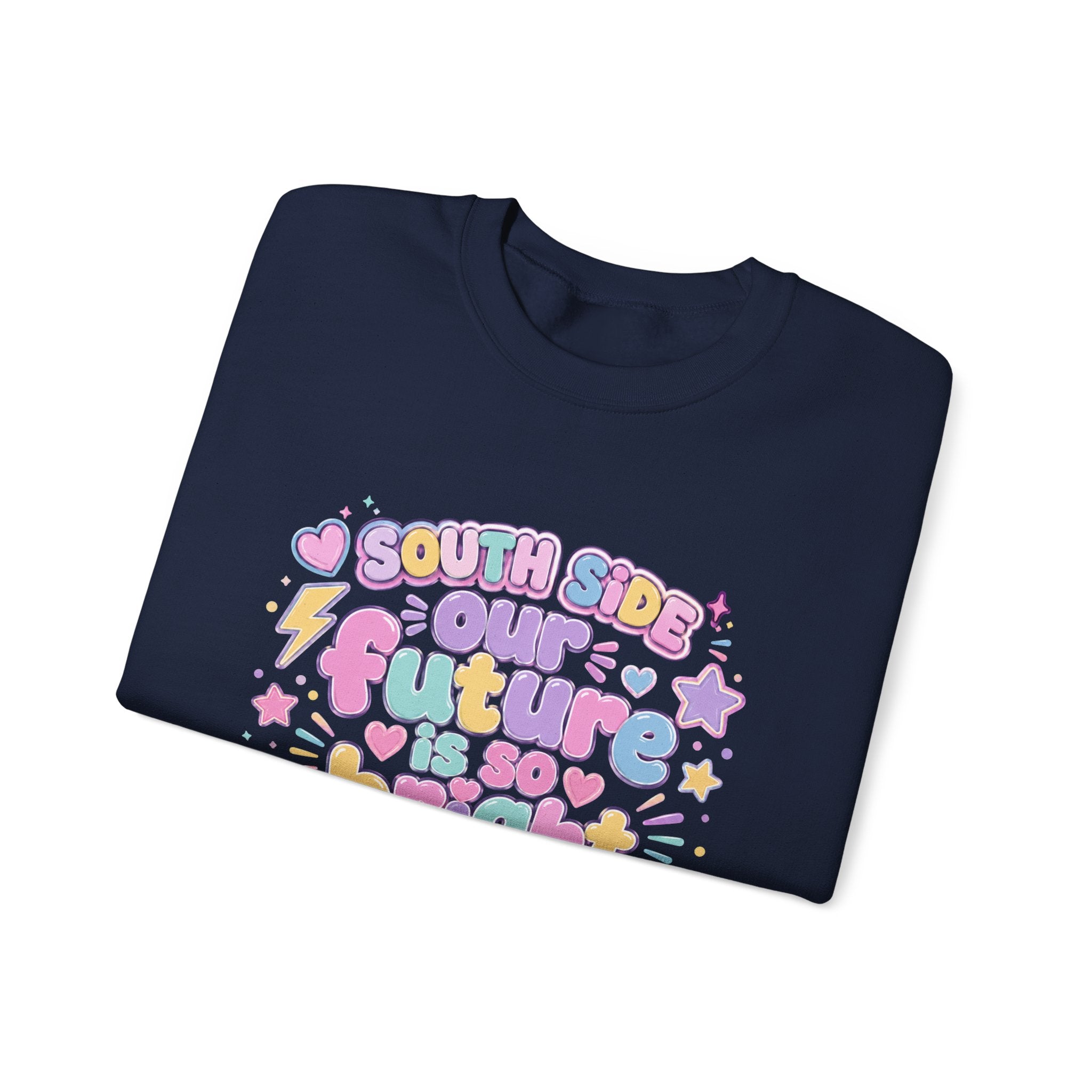 Crewneck Sweatshirt — "Future Bright" Pastel Retro Graphic (South Side)