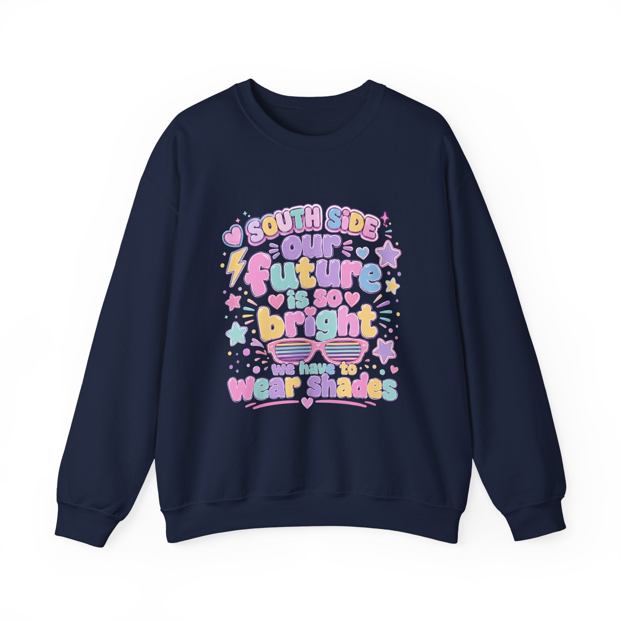 Crewneck Sweatshirt — "Future Bright" Pastel Retro Graphic (South Side)