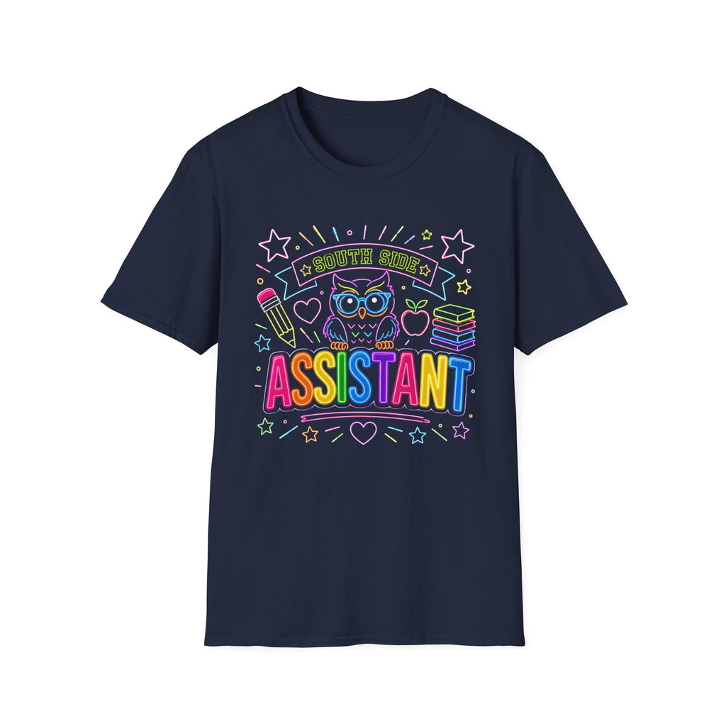 South Side Assistant Neon Owl T-Shirt — Colorful School Teacher Appreciation Tee