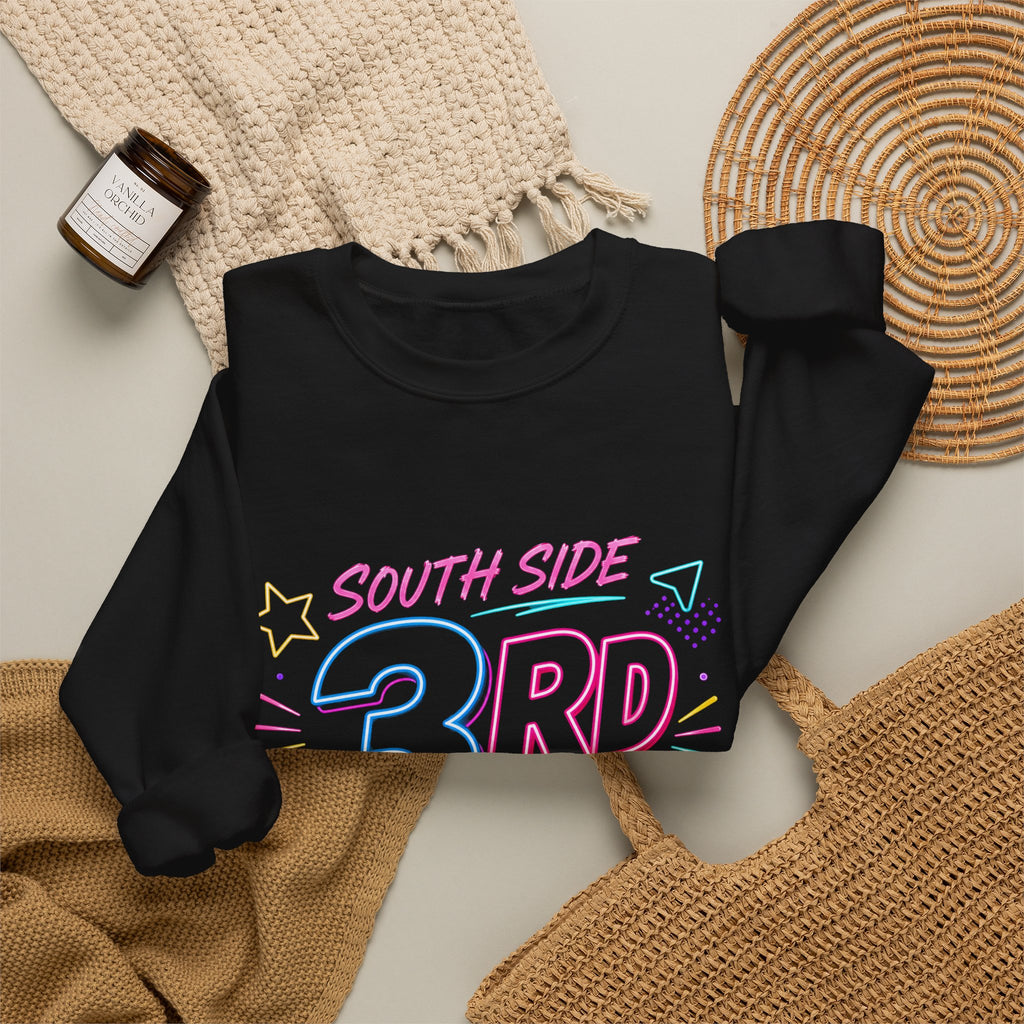 3rd Grade Crewneck Sweatshirt — "South Side 3rd Grade" Colorful Back-to-School Pullover