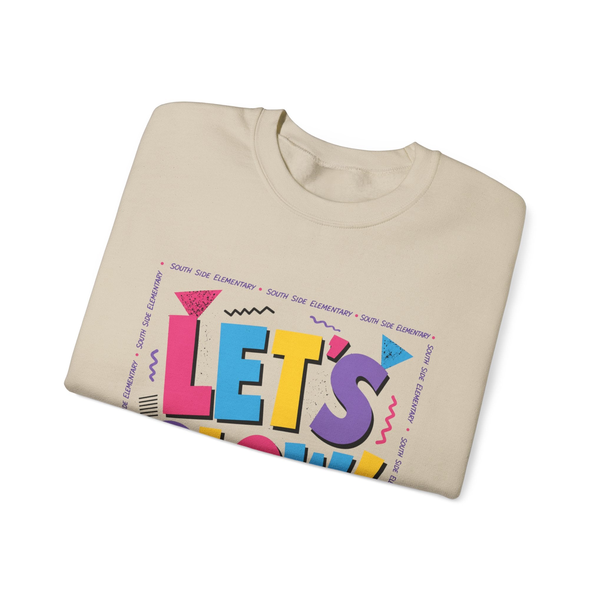Let's Glow! Crewneck Sweatshirt — Retro Colorblock Graphic Pullover