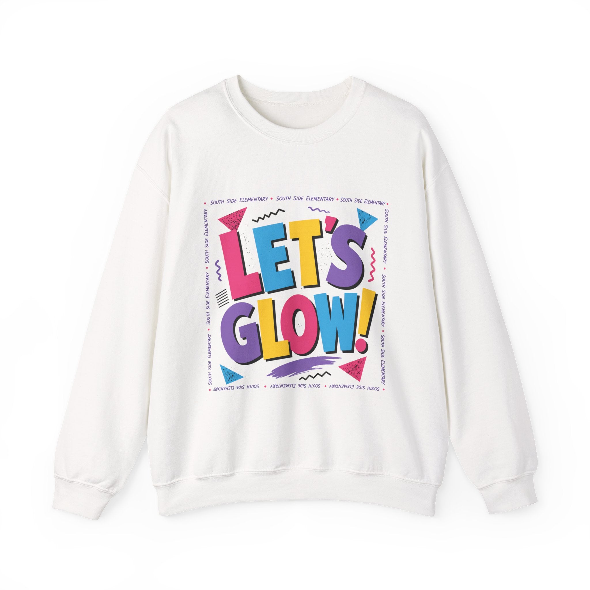 Let's Glow! Crewneck Sweatshirt — Retro Colorblock Graphic Pullover