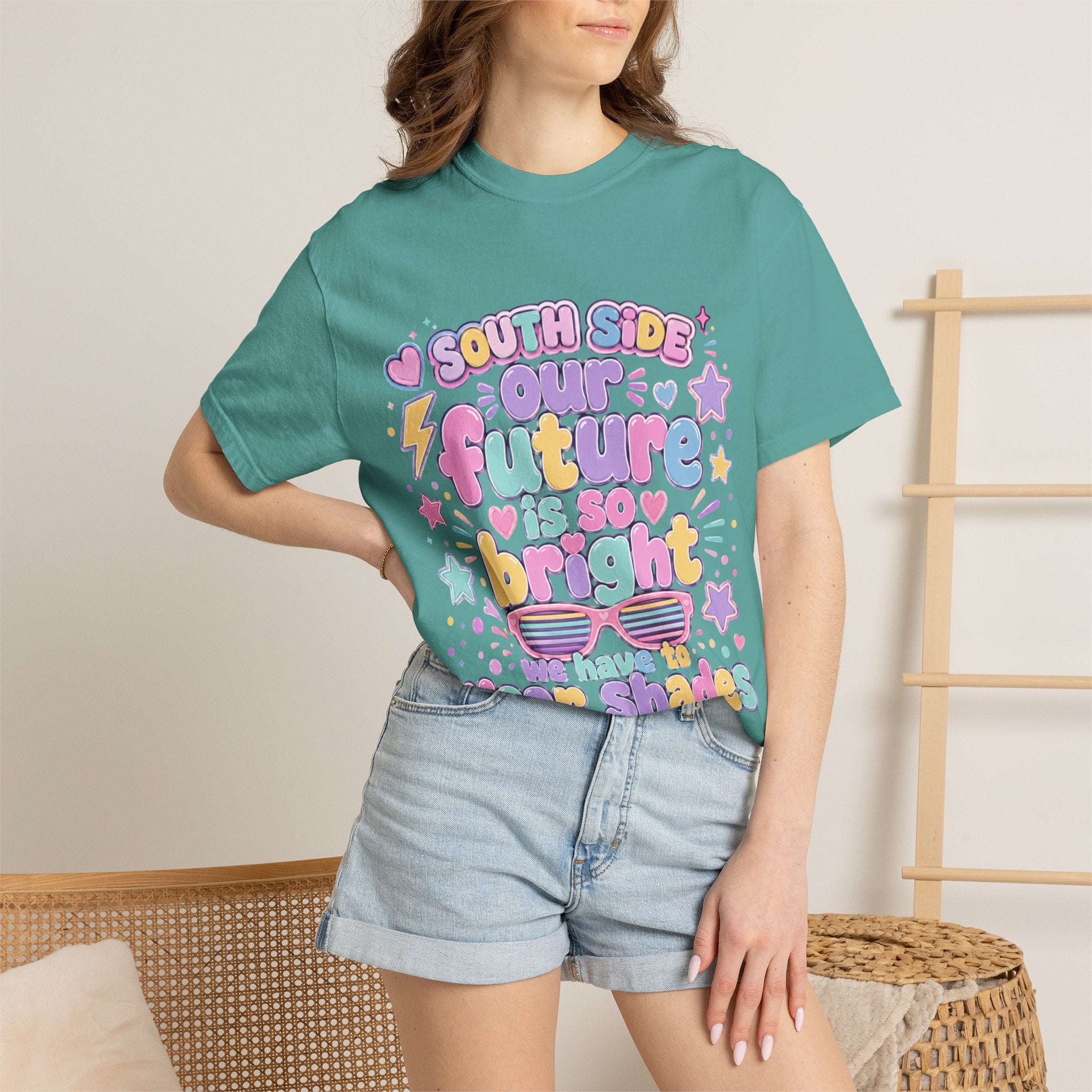 Graphic T-Shirt — “South Side Our Future Is So Bright I May Need Shades” Cute Pastel Retro Tee