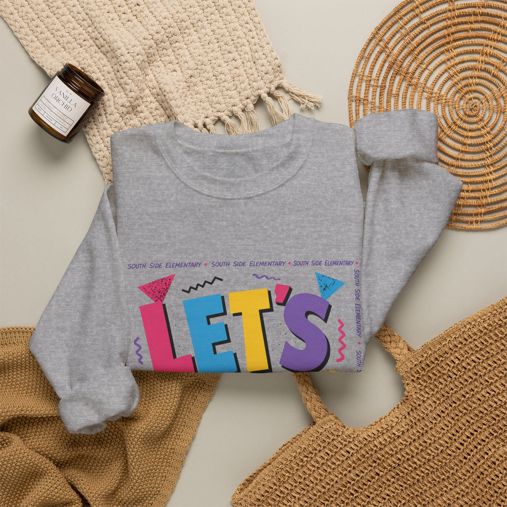 Let's Glow! Crewneck Sweatshirt — Retro Colorblock Graphic Pullover