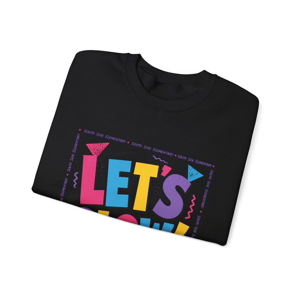 Let's Glow! Crewneck Sweatshirt — Retro Colorblock Graphic Pullover
