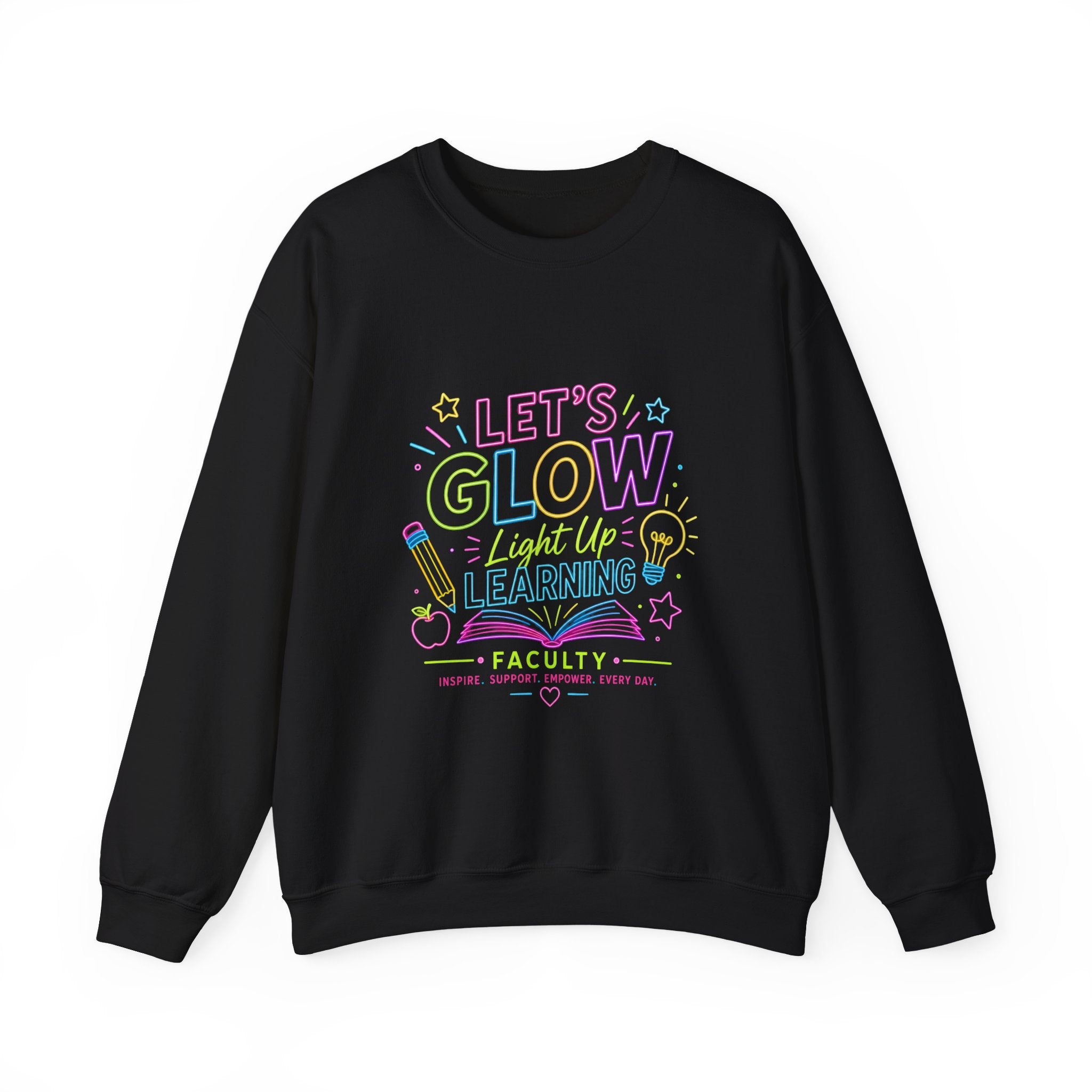 Glow Learning Crewneck Sweatshirt — "Let's Glow While Learning" Pastel Graphic