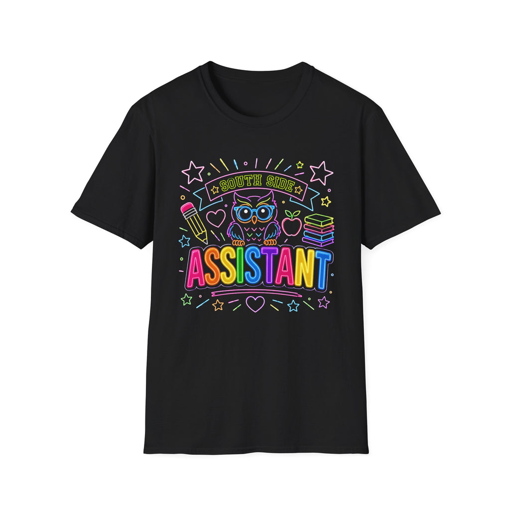 South Side Assistant Neon Owl T-Shirt — Colorful School Teacher Appreciation Tee