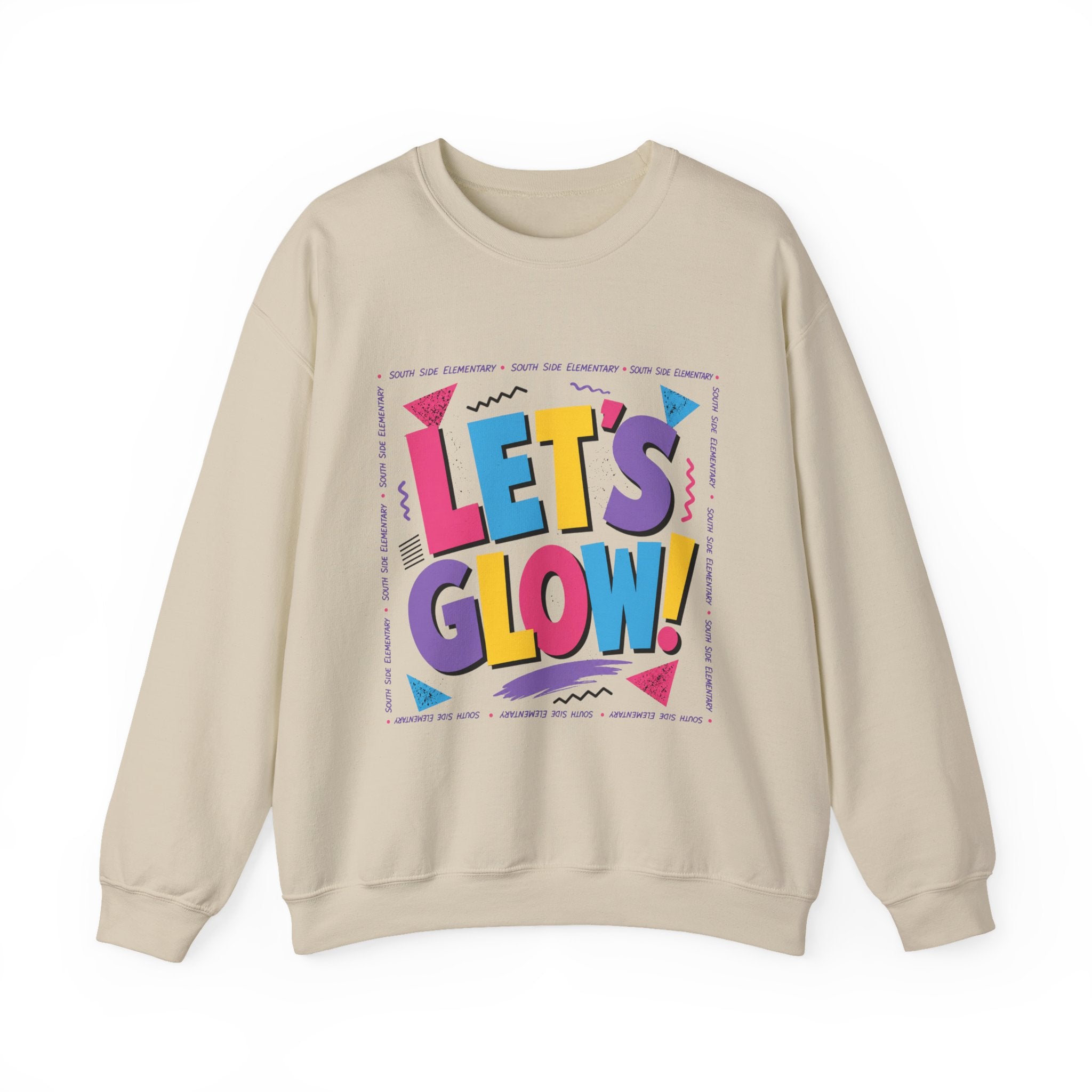 Let's Glow! Crewneck Sweatshirt — Retro Colorblock Graphic Pullover