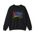Crewneck Sweatshirt — "Read More, Glow Brighter" Neon Bookworm Graphic
