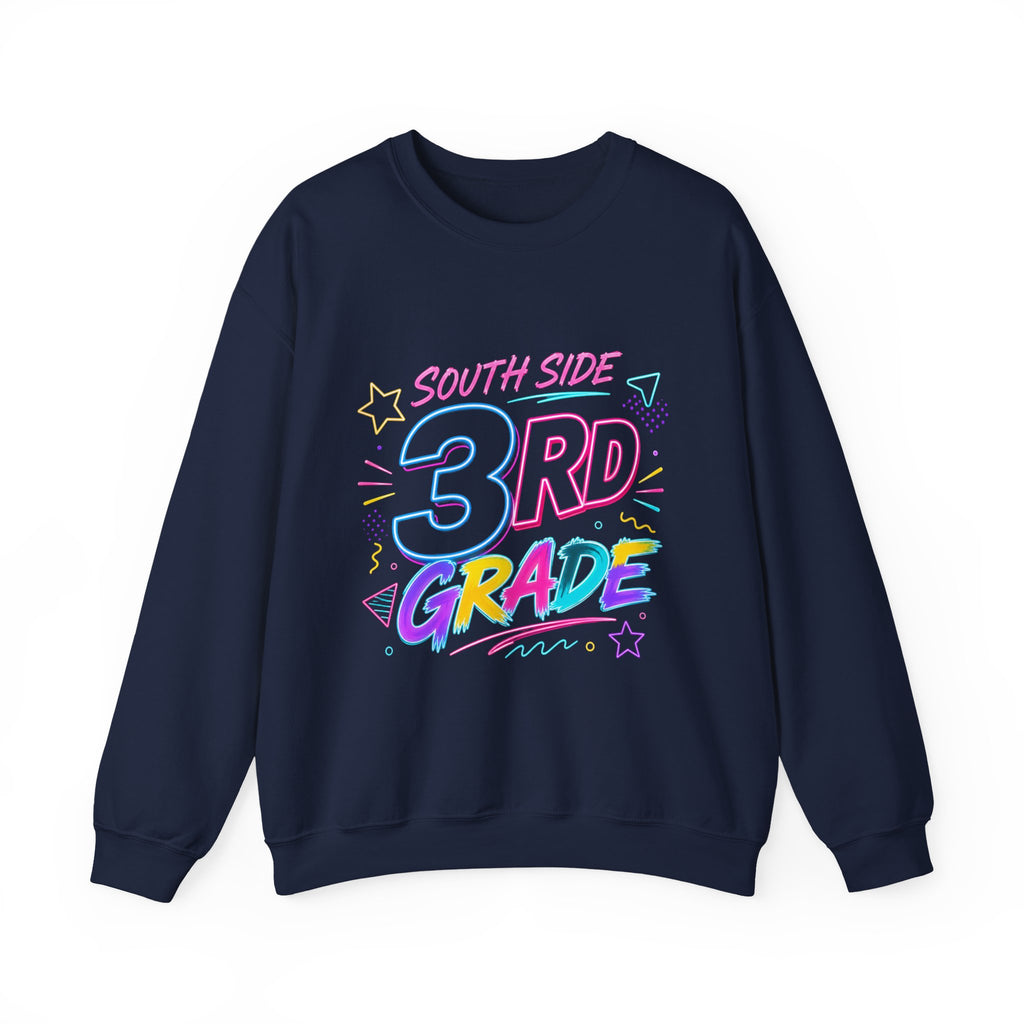 3rd Grade Crewneck Sweatshirt — "South Side 3rd Grade" Colorful Back-to-School Pullover