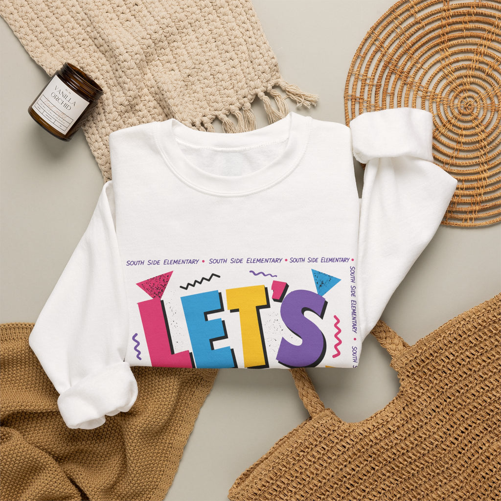 Let's Glow! Crewneck Sweatshirt — Retro Colorblock Graphic Pullover