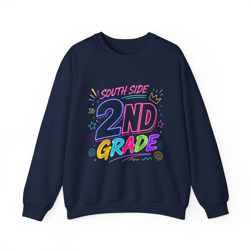 2nd Grade Crewneck Sweatshirt — Colorful "South Side" Back to School Pullover