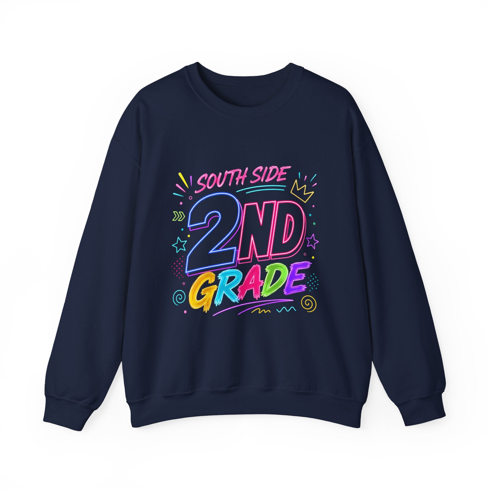 2nd Grade Crewneck Sweatshirt — Colorful "South Side" Back to School Pullover