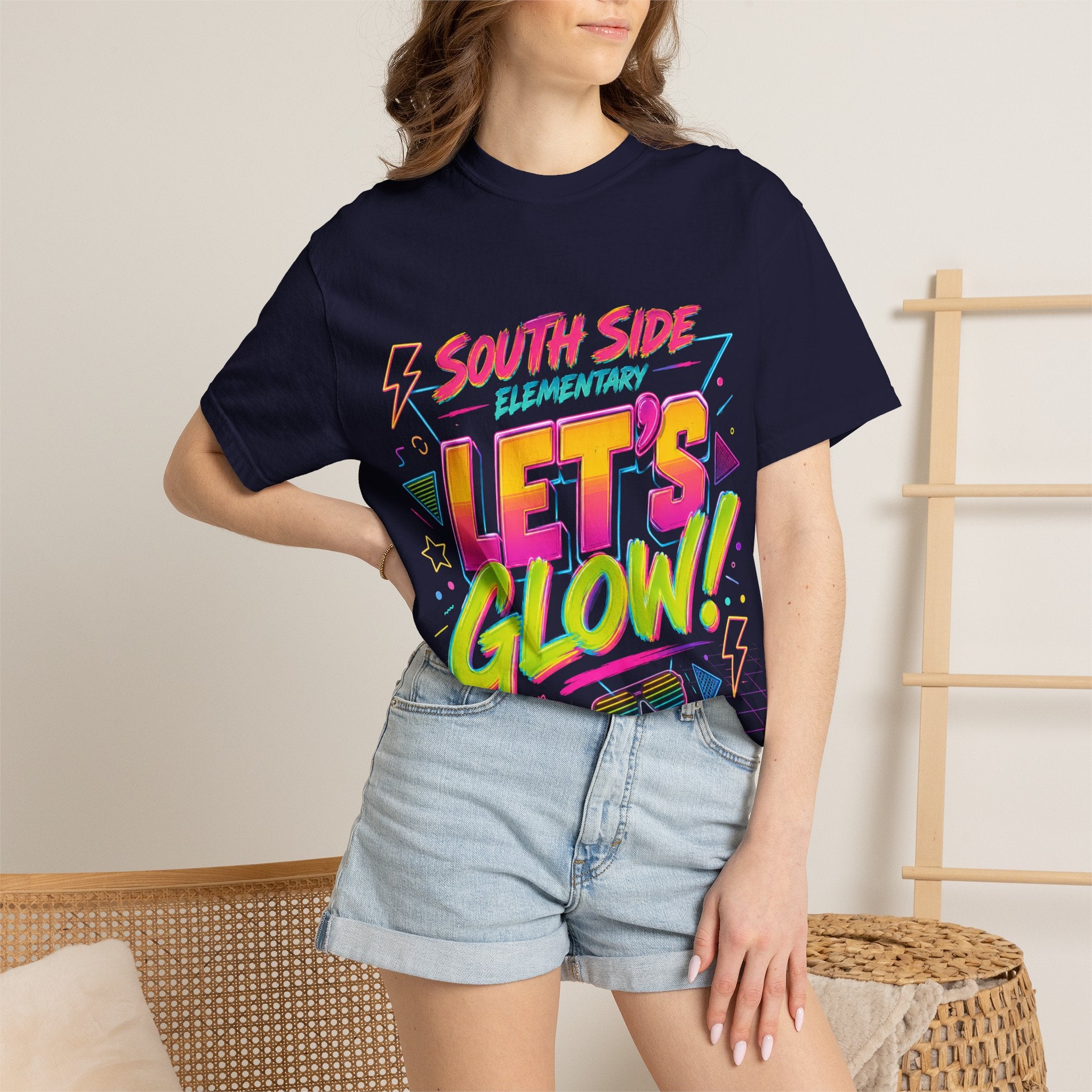 Let's Glow! Neon Retro T-Shirt — South Side Elementary Glow Party Tee
