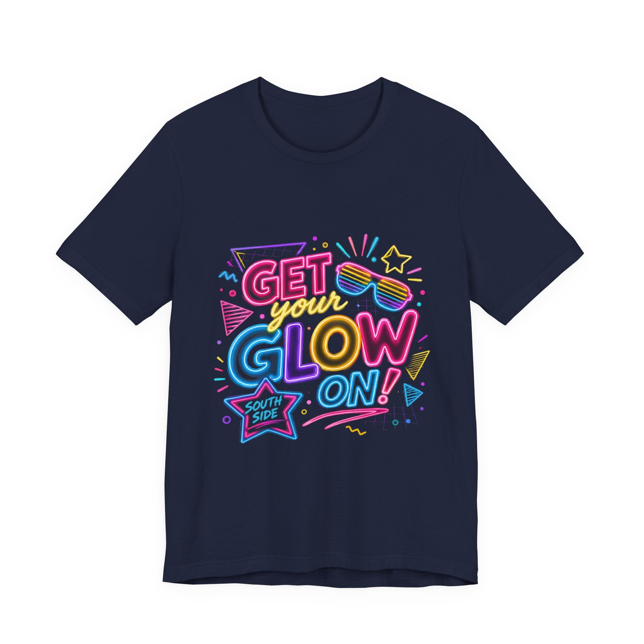 Get Your Glow On! Graphic Tee — Retro Neon Beach Party T-Shirt