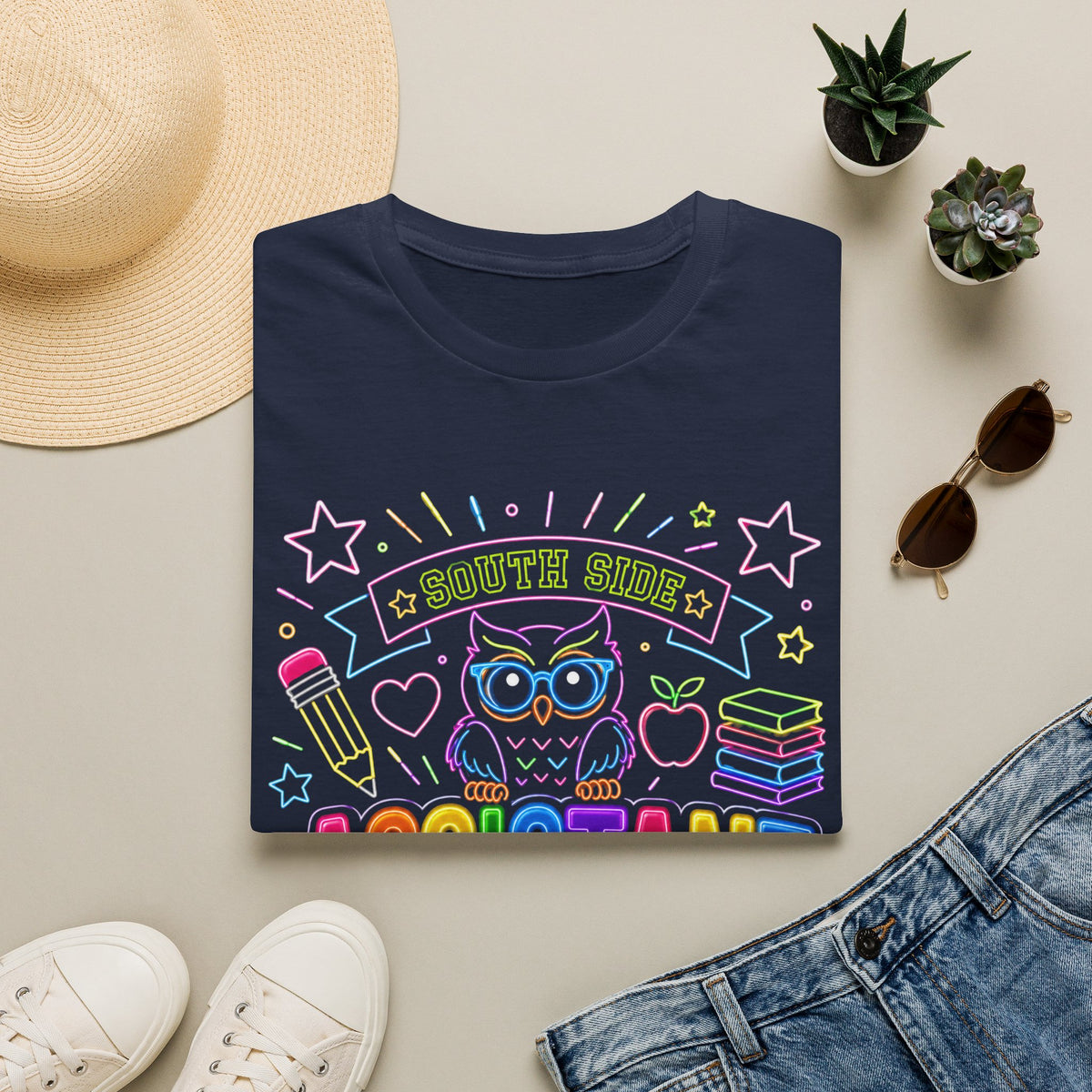 South Side Assistant Neon Owl T-Shirt — Colorful School Teacher Appreciation Tee