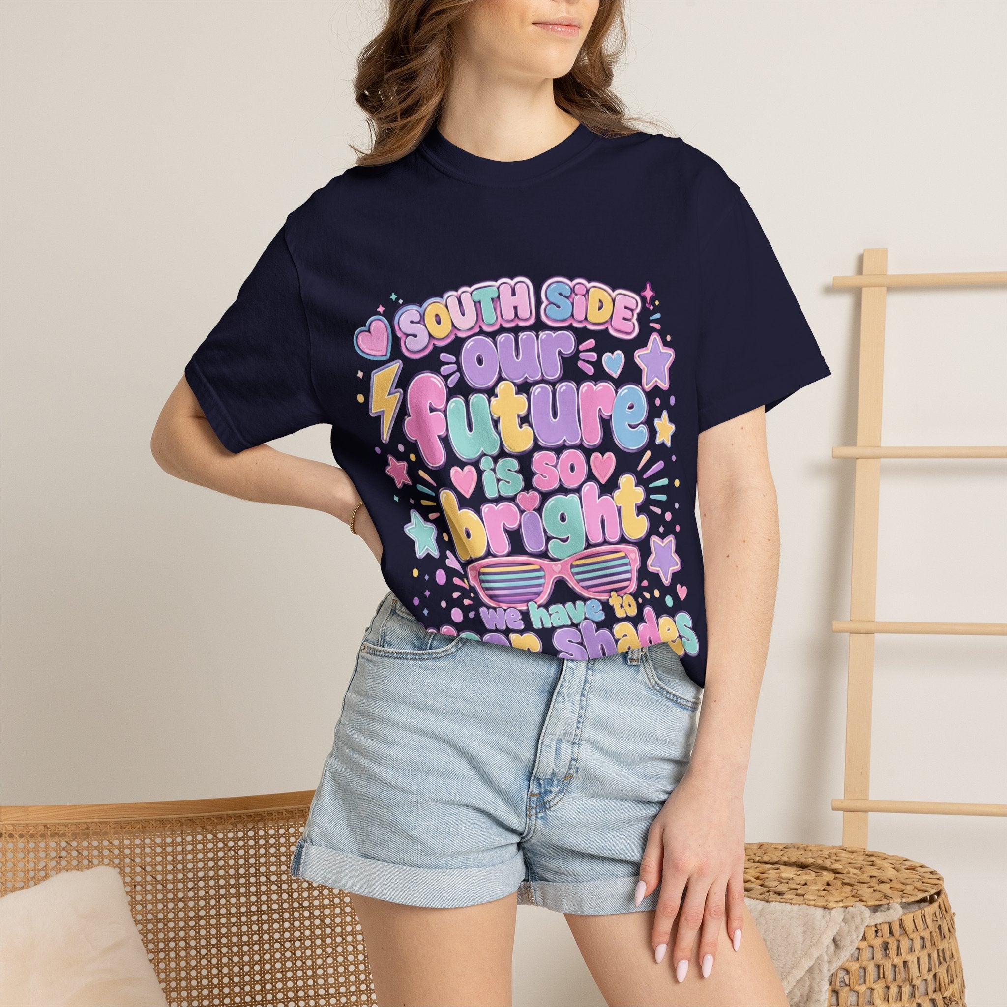 Graphic T-Shirt — “South Side Our Future Is So Bright I May Need Shades” Cute Pastel Retro Tee