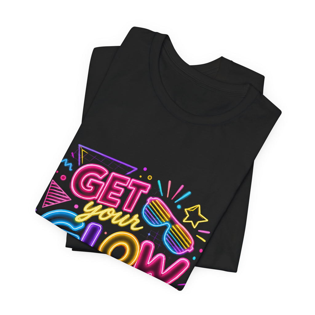 Get Your Glow On! Graphic Tee — Retro Neon Beach Party T-Shirt