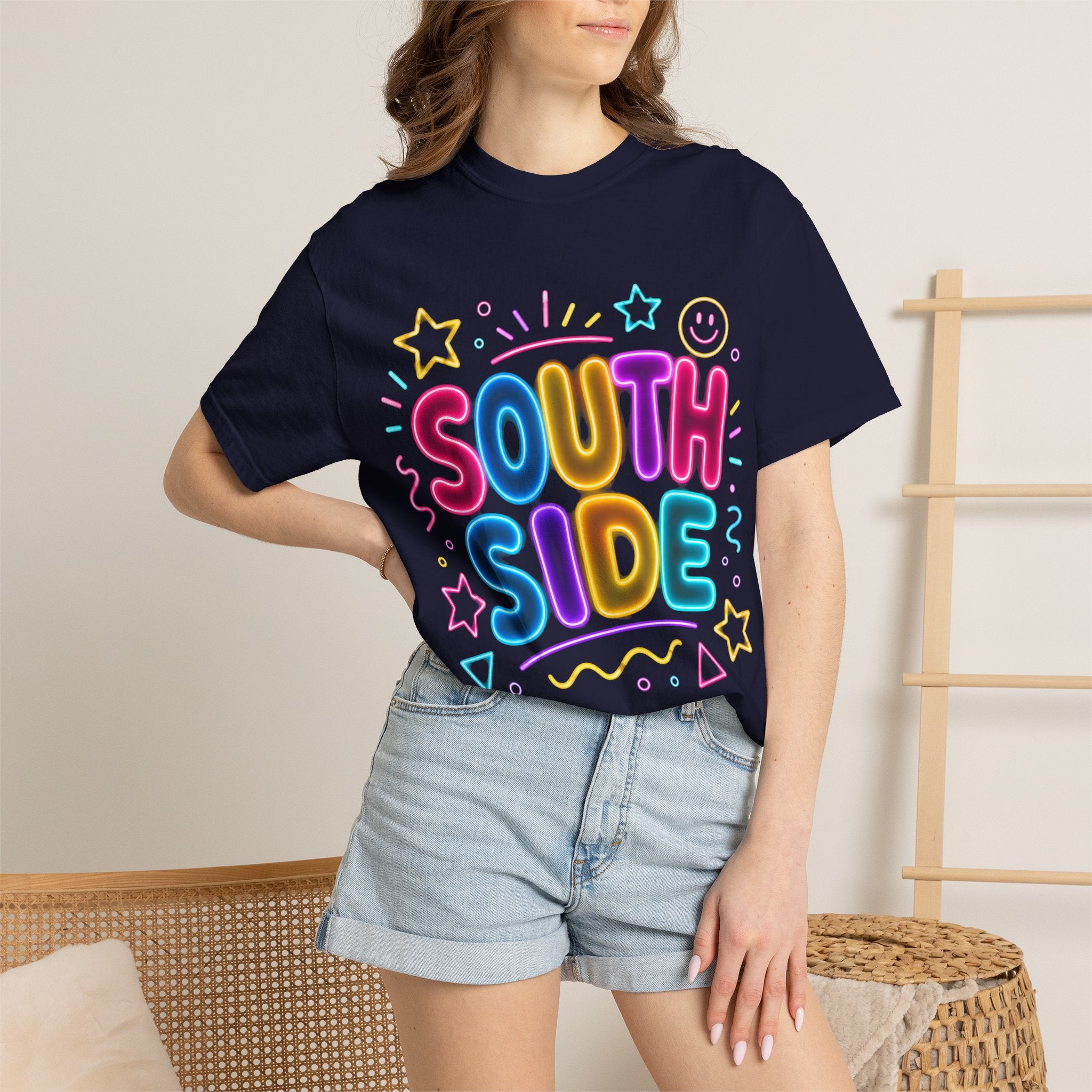 South Side Neon Graphic T-Shirt — Colorful Retro Streetwear Top