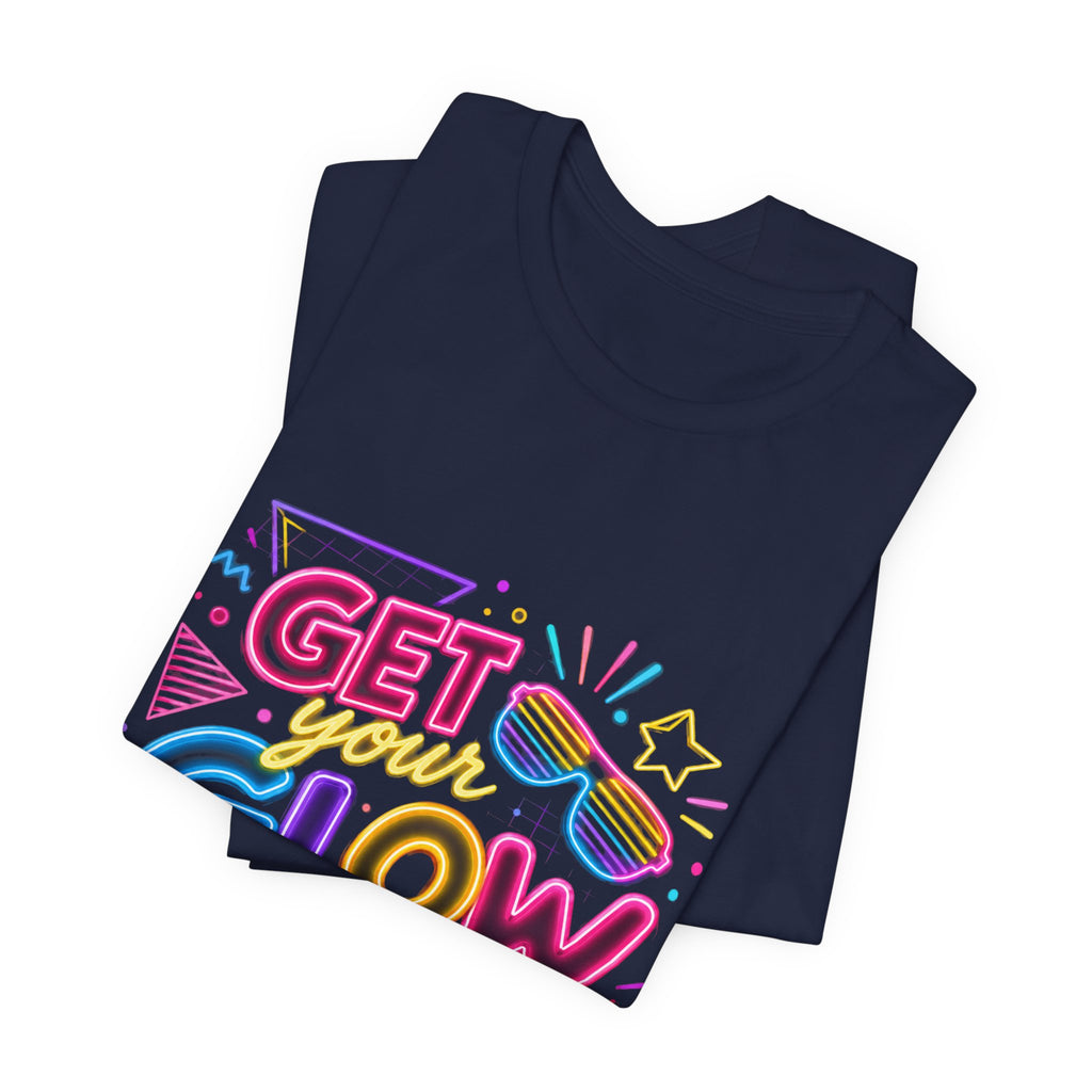 Get Your Glow On! Graphic Tee — Retro Neon Beach Party T-Shirt
