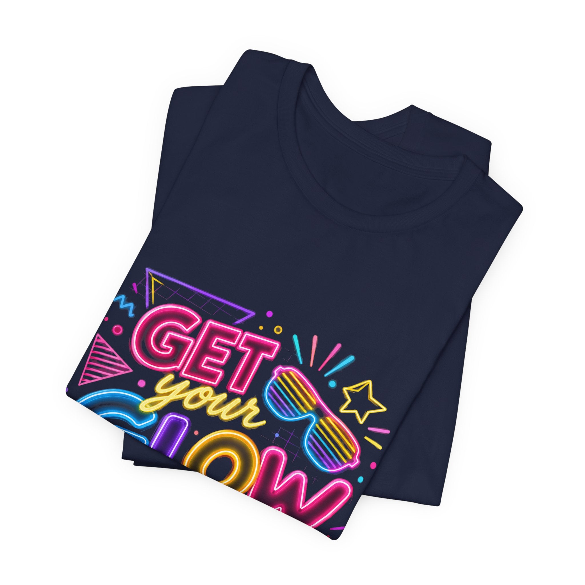 Get Your Glow On! Graphic Tee — Retro Neon Beach Party T-Shirt