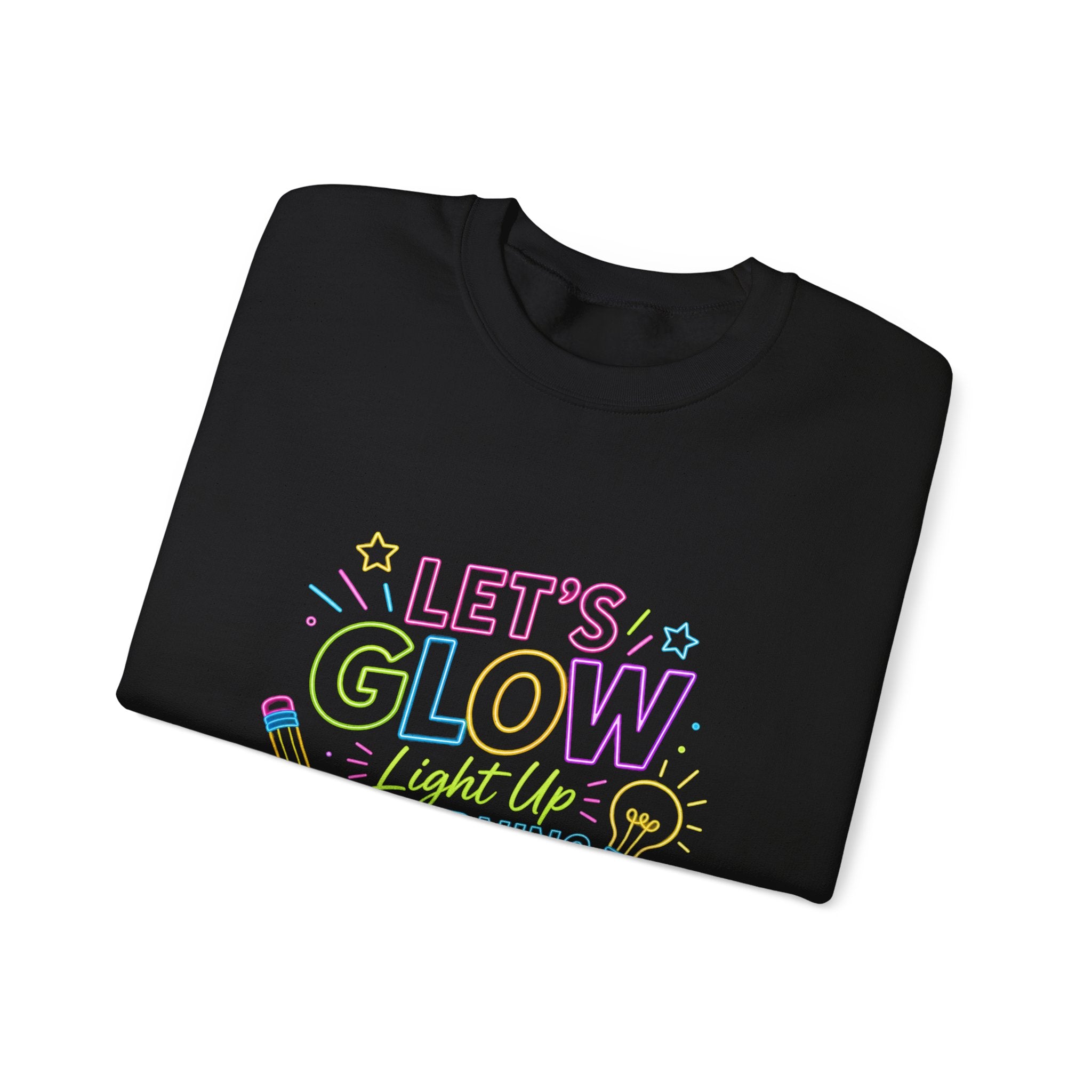 Glow Learning Crewneck Sweatshirt — "Let's Glow While Learning" Pastel Graphic