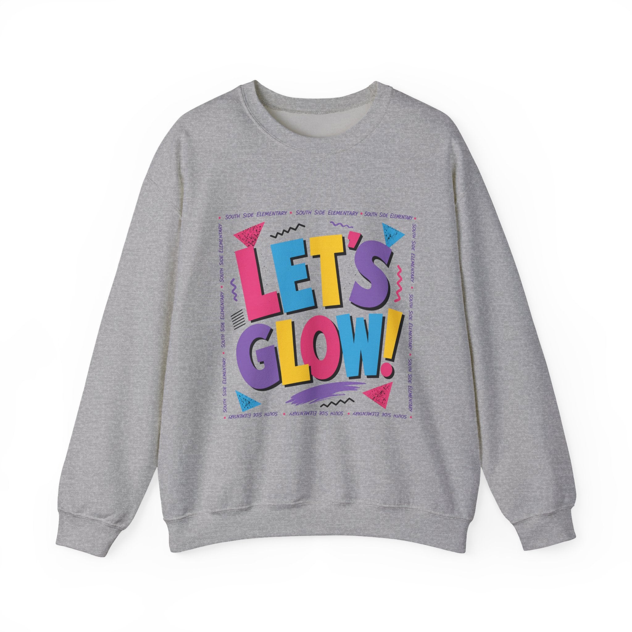Let's Glow! Crewneck Sweatshirt — Retro Colorblock Graphic Pullover