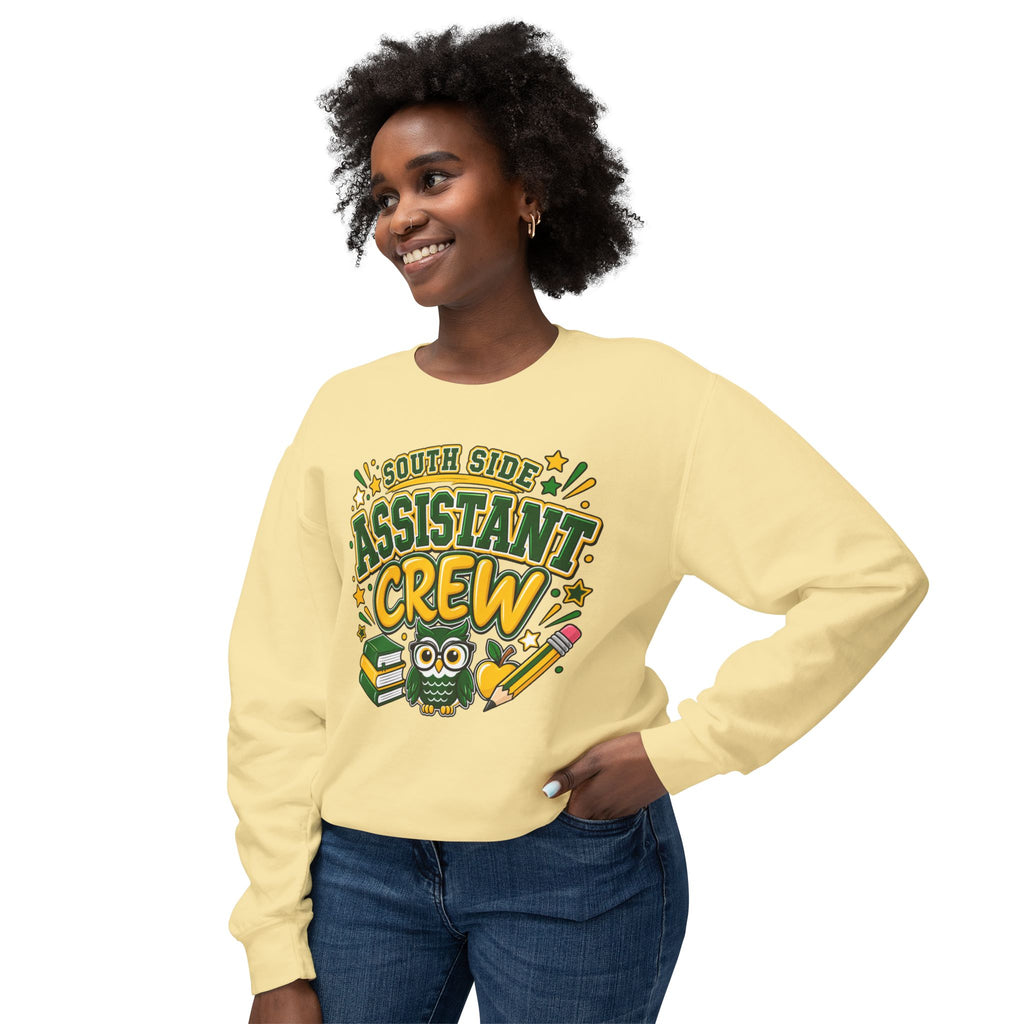 Assistant Crew Sweatshirt — "South Side Assistant Crew" Cute Owl School Staff Gift