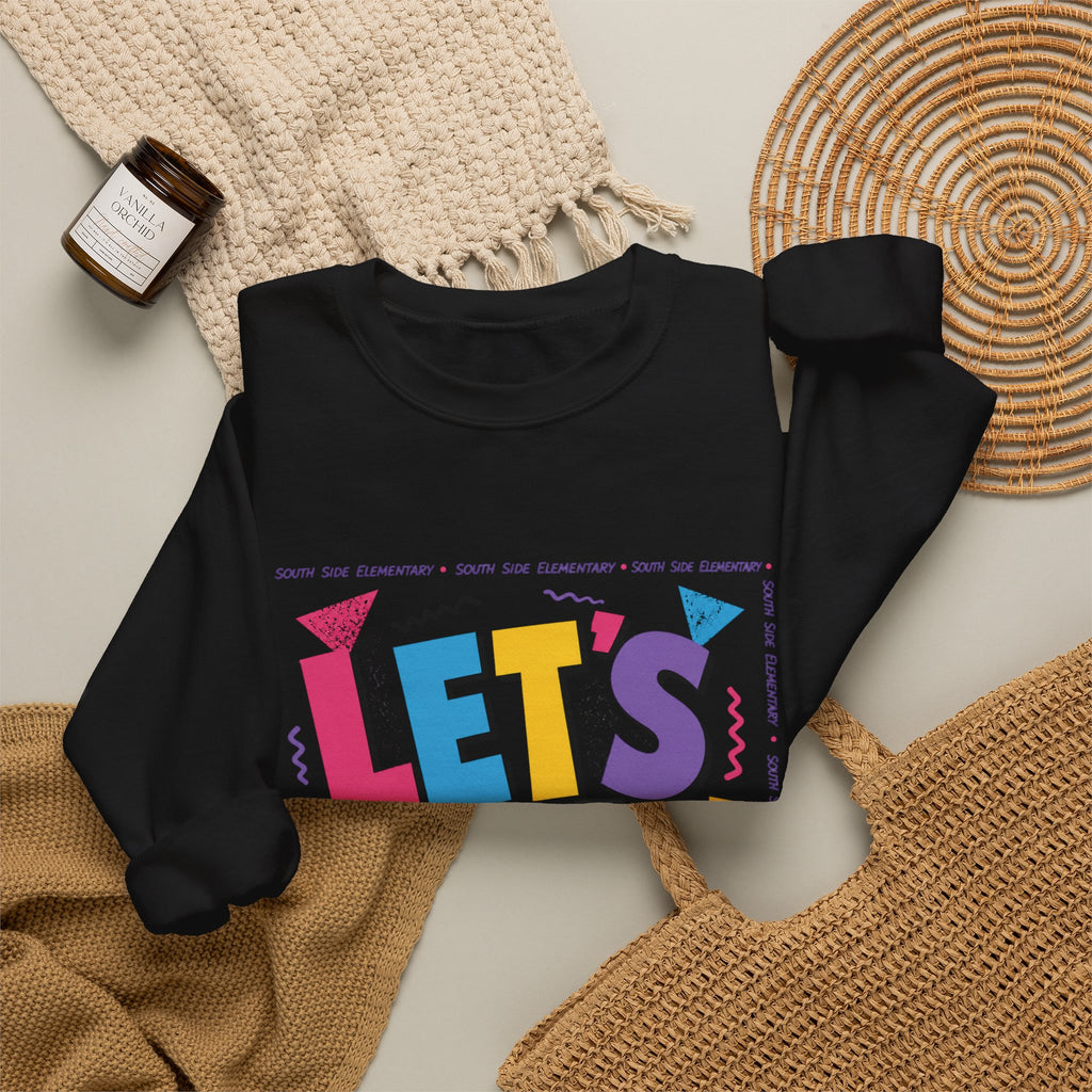Let's Glow! Crewneck Sweatshirt — Retro Colorblock Graphic Pullover