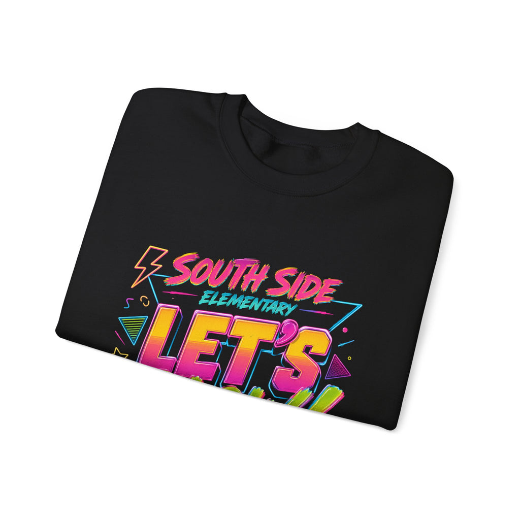 Crewneck Sweatshirt — 'South Side Elementary Let's Glow!' Retro Neon School Spirit