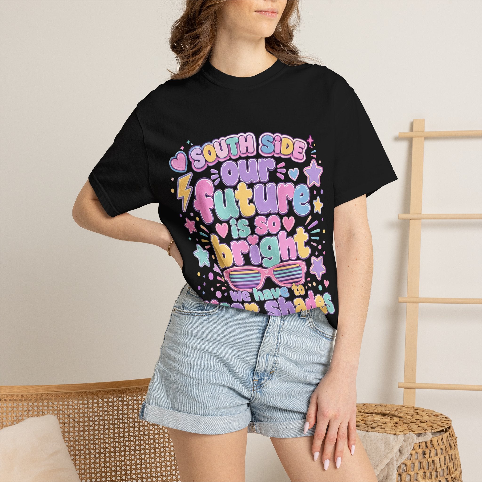 Graphic T-Shirt — “South Side Our Future Is So Bright I May Need Shades” Cute Pastel Retro Tee