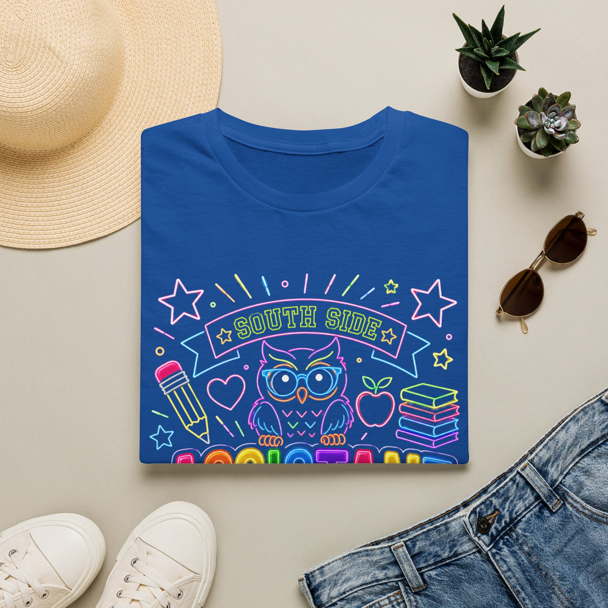 South Side Assistant Neon Owl T-Shirt — Colorful School Teacher Appreciation Tee