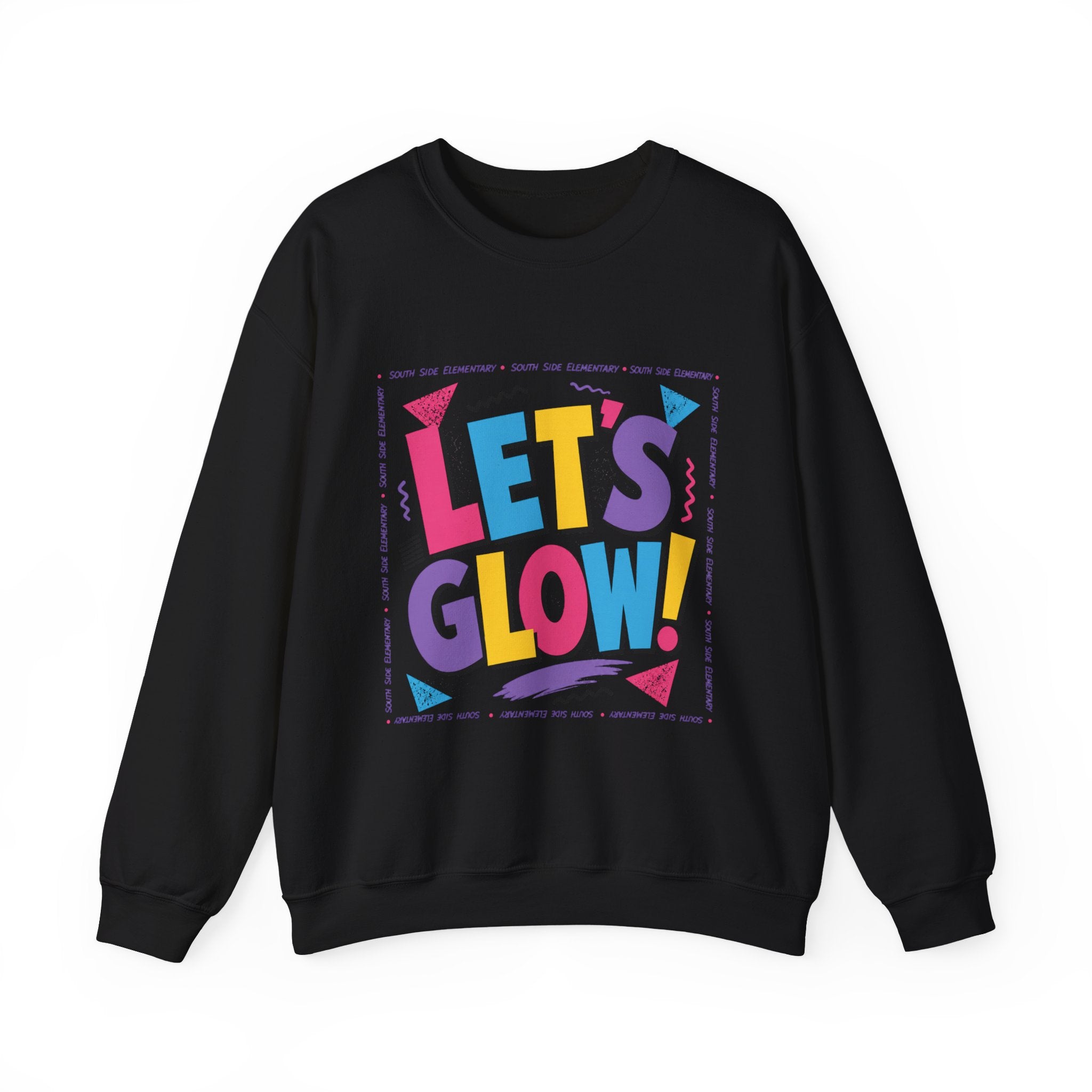 Let's Glow! Crewneck Sweatshirt — Retro Colorblock Graphic Pullover